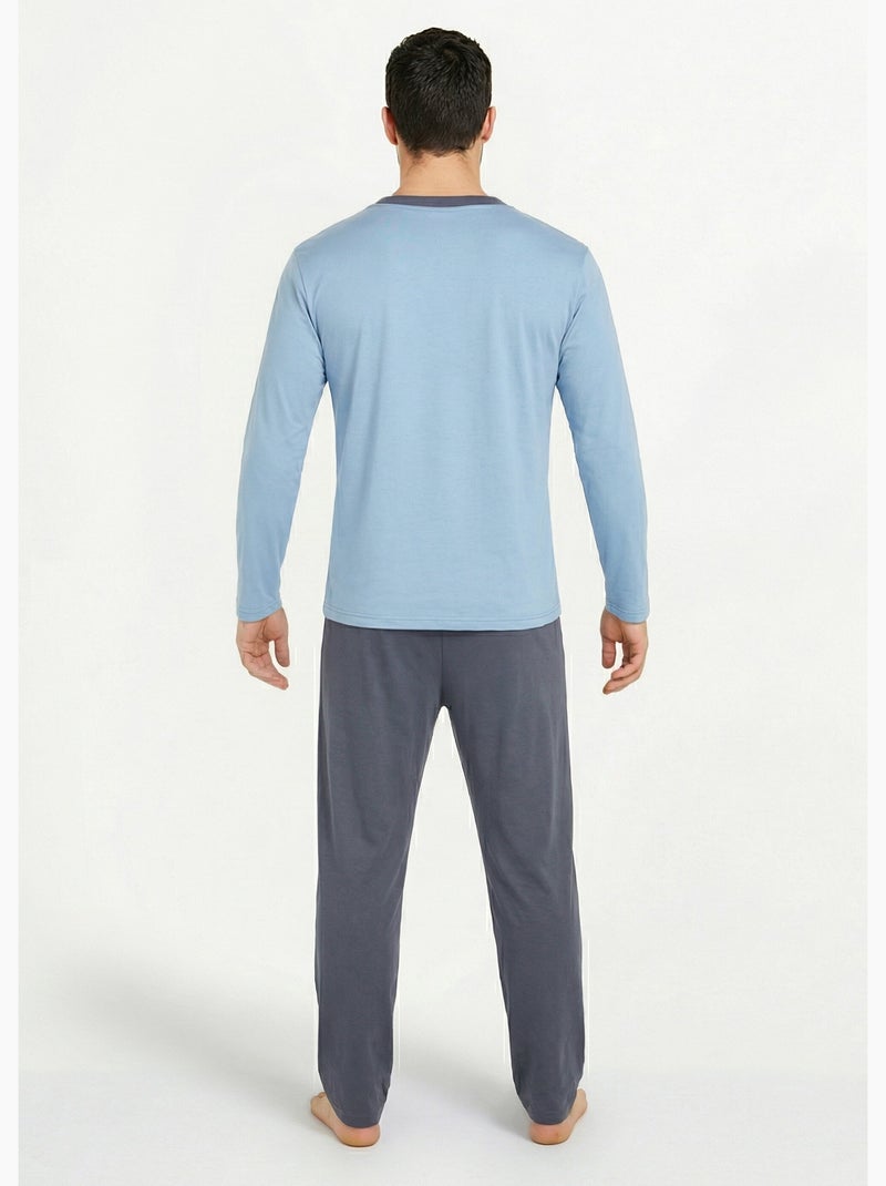 Pijama de algodón bicolor - Afibel Azul - Kiabi