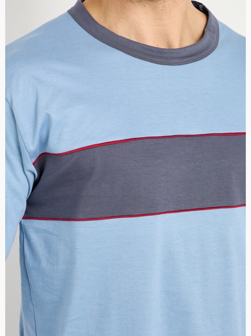 Pijama de algodón bicolor - Afibel Azul - Kiabi