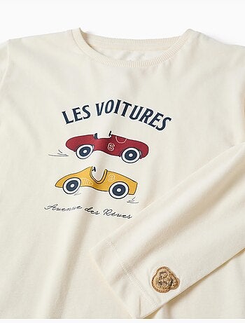 Pijama de algodón con estampado de coches de carreras