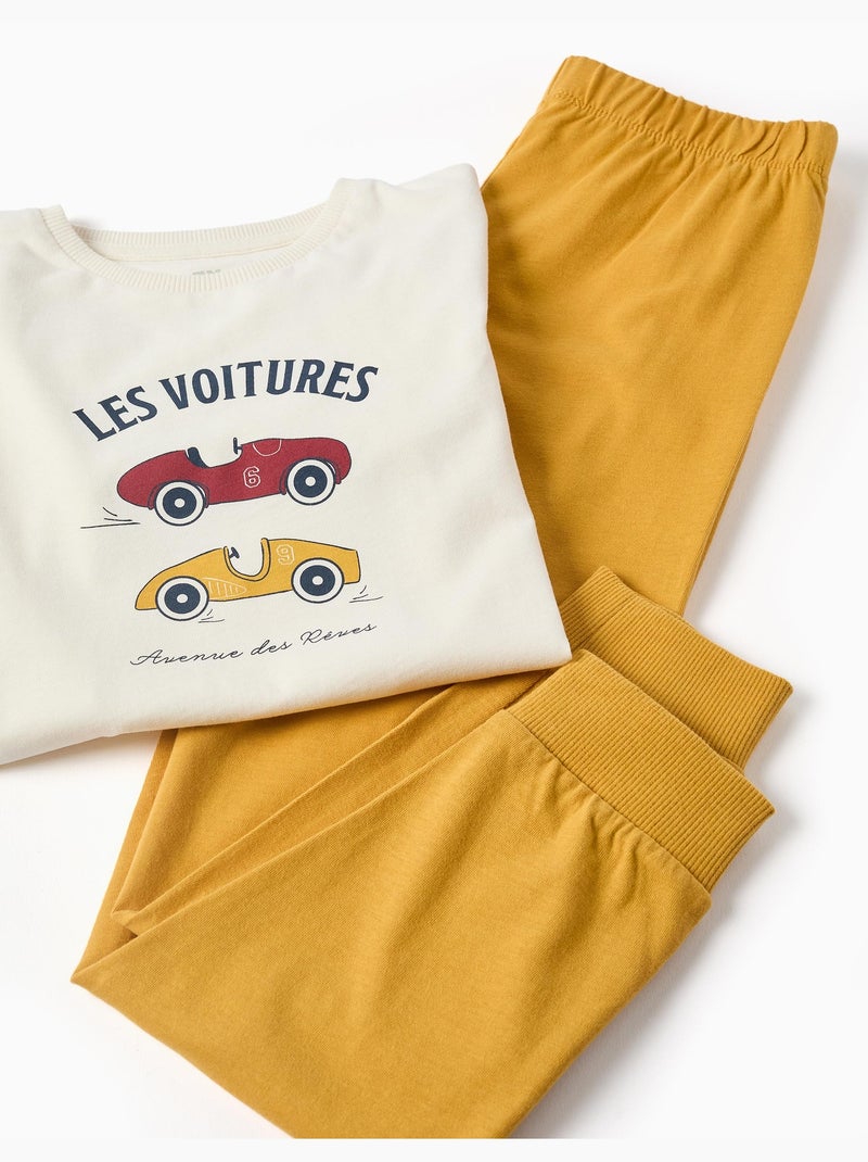 Pijama de algodón con estampado de coches de carreras Blanco - Kiabi