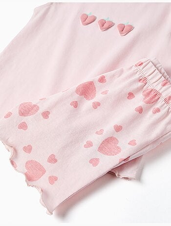 Pijama de algodón con estampado de corazones y volantes