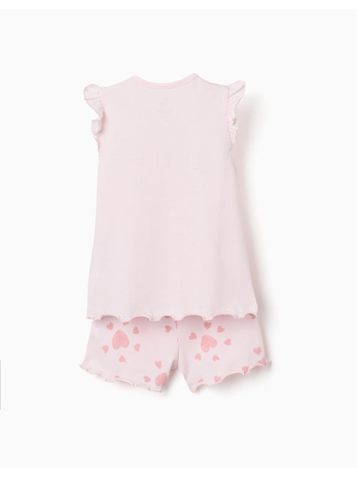 Pijama de algodón con estampado de corazones y volantes - Kiabi