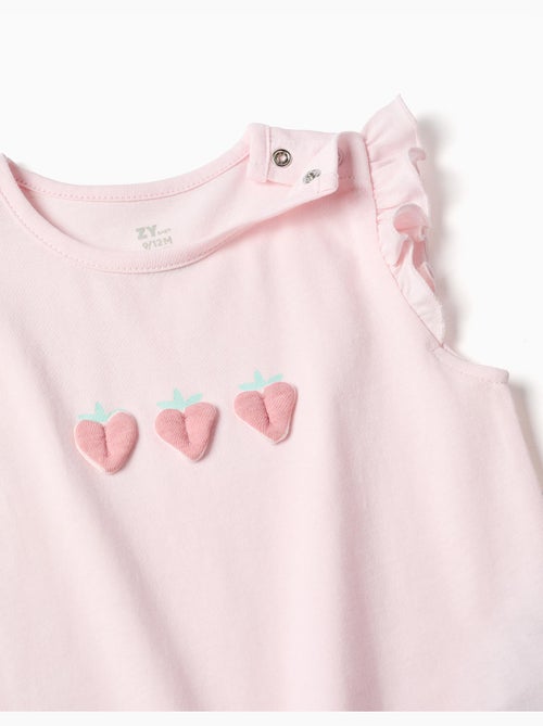 Pijama de algodón con estampado de corazones y volantes - Kiabi