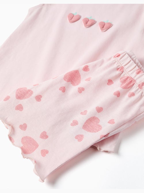Pijama de algodón con estampado de corazones y volantes - Kiabi
