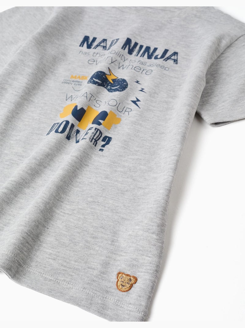 Pijama de algodón con estampado Nap Ninja Gris claro - Kiabi