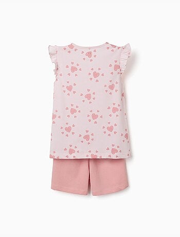 Pijama de algodón con motivo de corazón y volantes