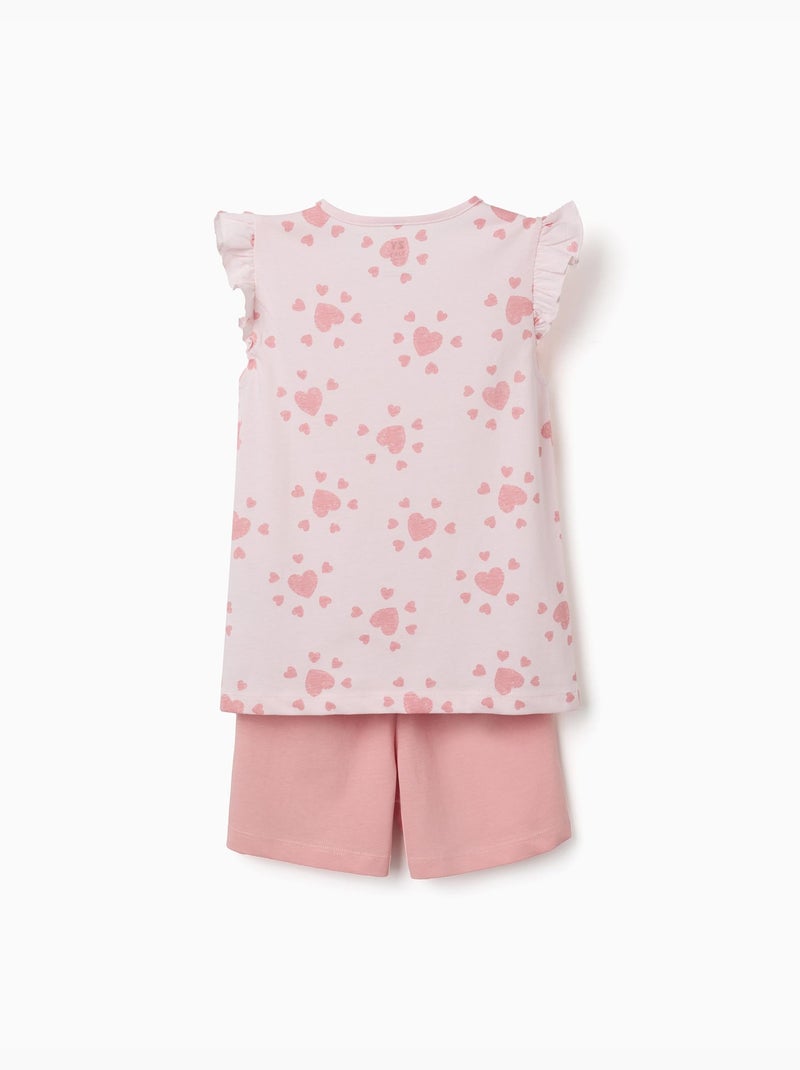 Pijama de algodón con motivo de corazón y volantes Rosa claro - Kiabi
