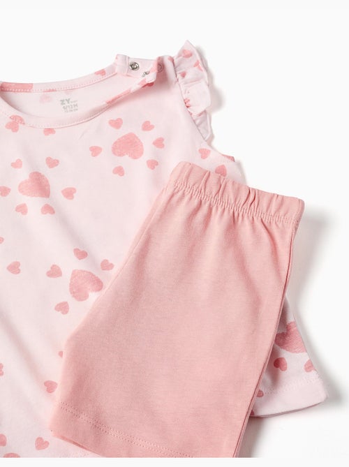 Pijama de algodón con motivo de corazón y volantes - Kiabi