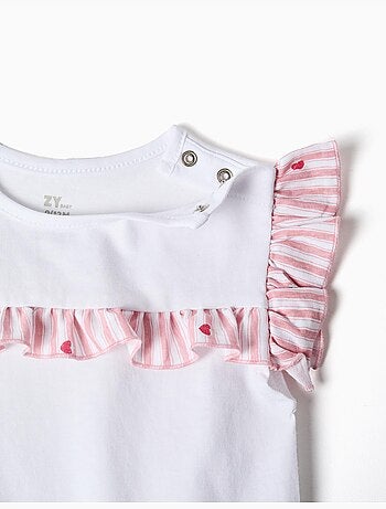 Pijama de algodón con rayas y corazones