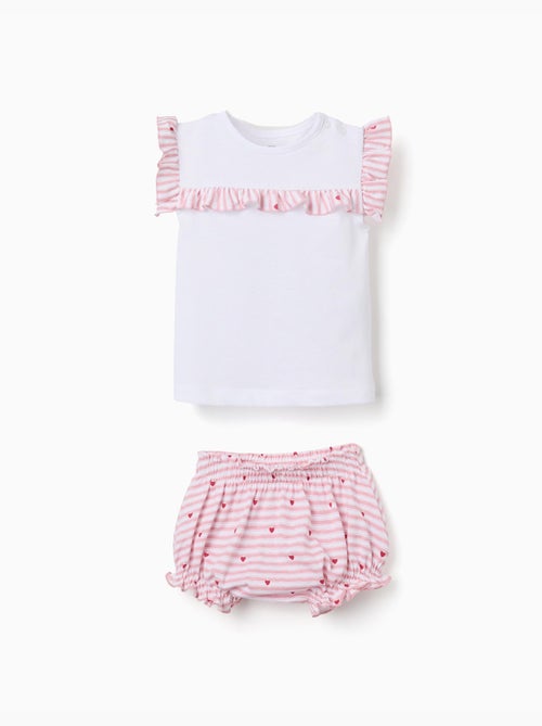 Pijama de algodón con rayas y corazones - Kiabi