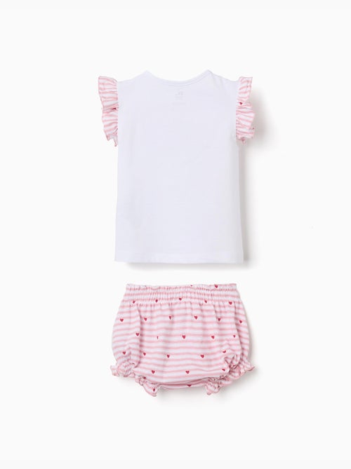 Pijama de algodón con rayas y corazones - Kiabi