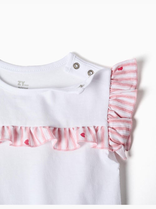 Pijama de algodón con rayas y corazones - Kiabi