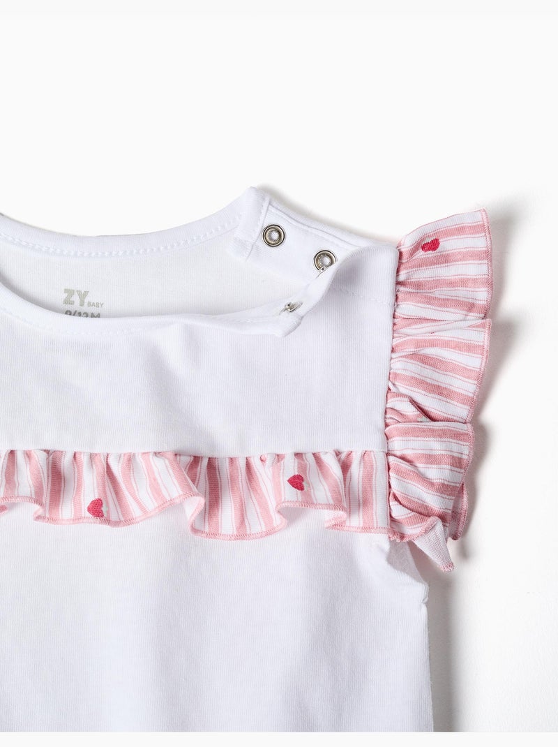 Pijama de algodón con rayas y corazones Blanco - Kiabi