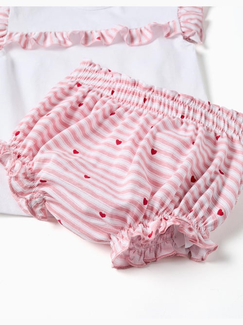 Pijama de algodón con rayas y corazones - Kiabi