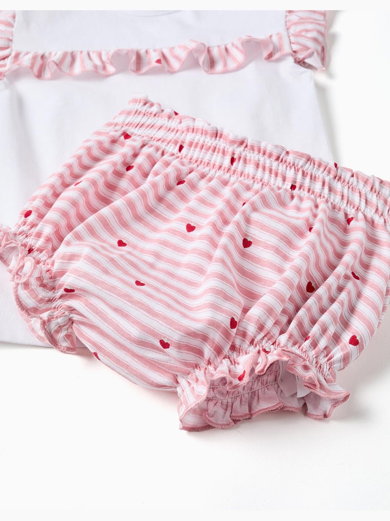 Pijama de algodón con rayas y corazones Blanco - Kiabi