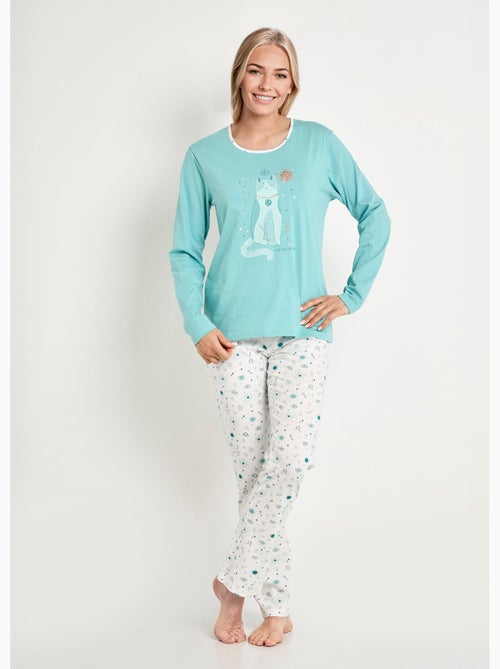 Pijama de algodón de manga larga - Afibel - Kiabi