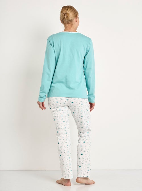 Pijama de algodón de manga larga - Afibel - Kiabi