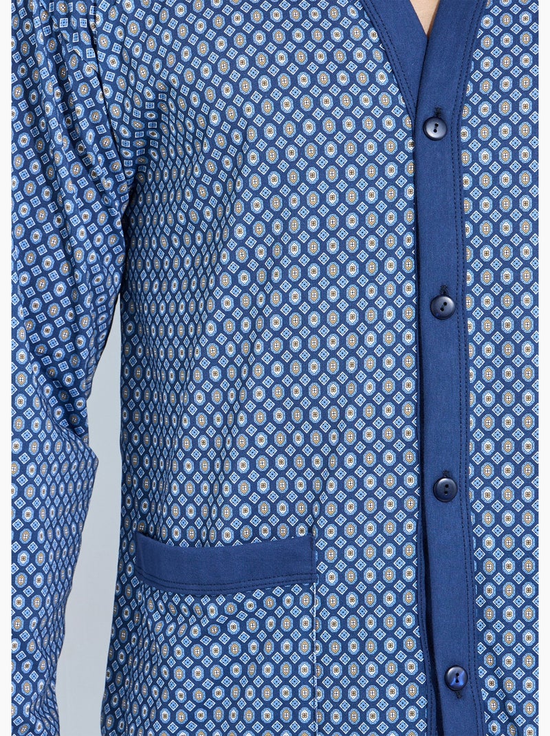 pijama de algodón de manga larga con botones - Afibel Azul - Kiabi