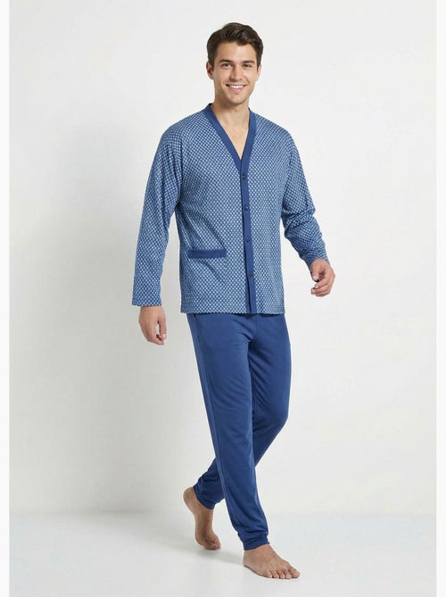 pijama de algodón de manga larga con botones - Kiabi