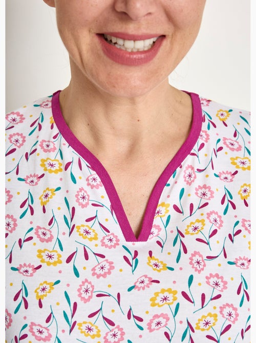 Pijama de algodón de manga larga con cuello en V estampado - Afibel - Kiabi