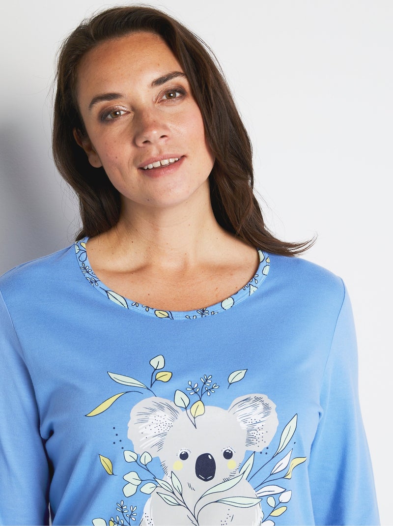 Pijama de algodón estampado con estampado de koalas - Afibel Azul - Kiabi