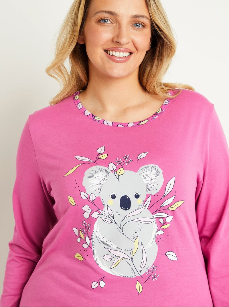 Pijama de algodón estampado con estampado de koalas - Afibel Rosa - Kiabi