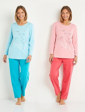Pijama de algodón liso con cintura elástica - lote de 2 - Afibel