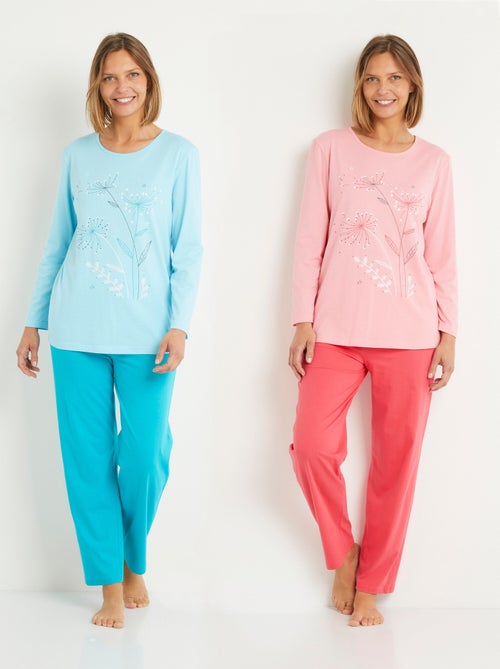 Pijama de algodón liso con cintura elástica - lote de 2 - Afibel - Kiabi