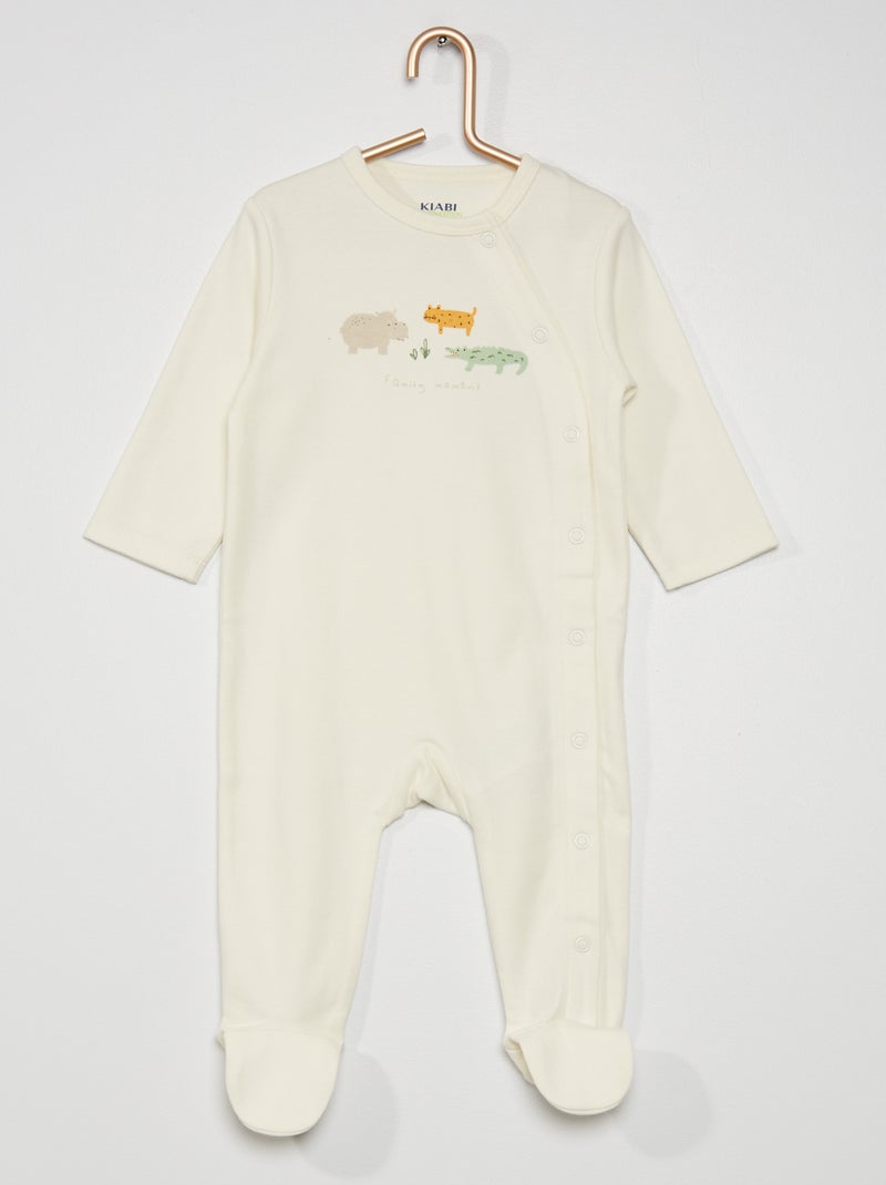Pijama de algodón orgánico BLANCO - Kiabi
