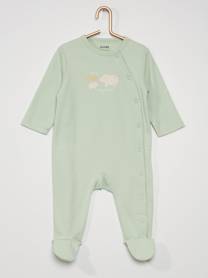 Pijama de algodón orgánico VERDE - Kiabi
