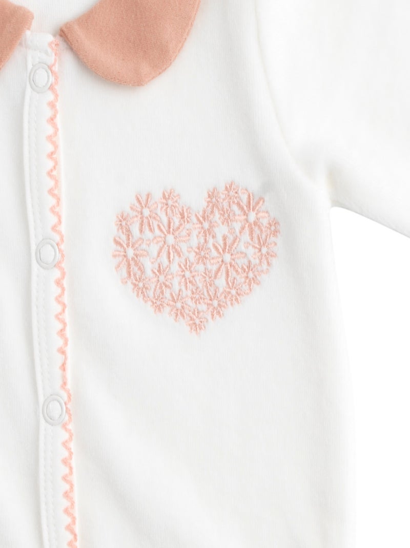 Pijama de bebé con cuello de - SAUTHON Blanco Rosa - Kiabi