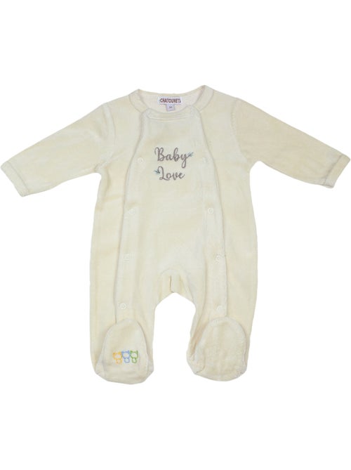 Pijama de bebé de terciopelo Baby Love de Les Chatounets - Kiabi Pijama de bebé de terciopelo Baby Love de Les Chatounets - Kiabi