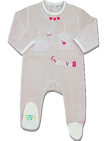 Pijama de bebé de terciopelo Bird de Les Chatounets
