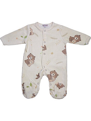 Pijama de bebé de terciopelo Calin de Les Chatounets