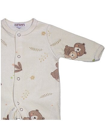 Pijama de bebé de terciopelo Calin de Les Chatounets