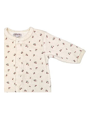 Pijama de bebé de terciopelo cereza de Les Chatounets