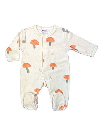 Pijama de bebé de terciopelo con forma de champiñones de Les Chatounets