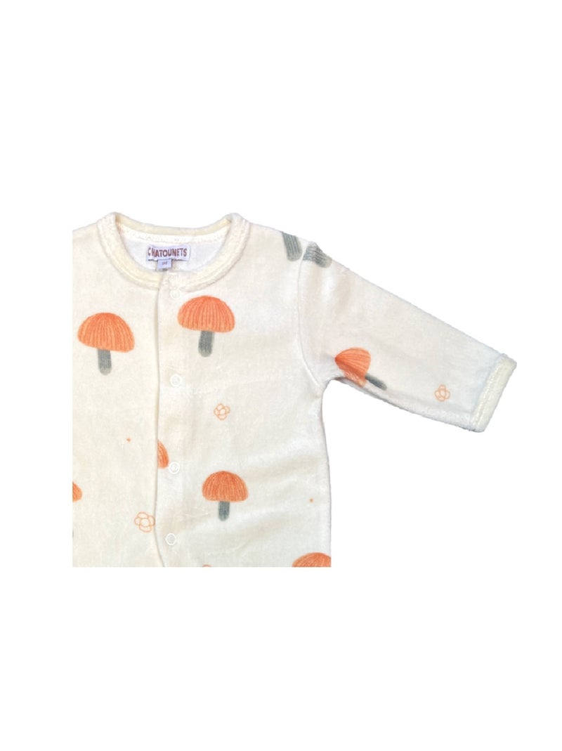 Pijama de bebé de terciopelo con forma de champiñones de Les Chatounets Beige - Kiabi