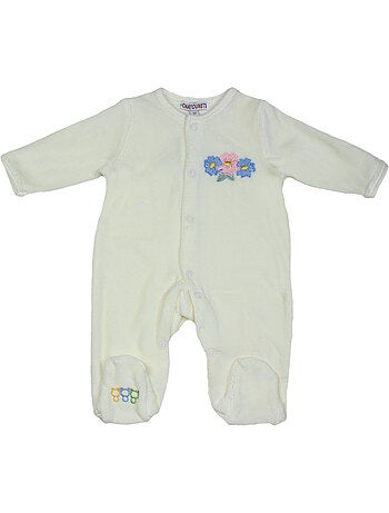Pijama de bebé de terciopelo Fleurs de Les Chatounets