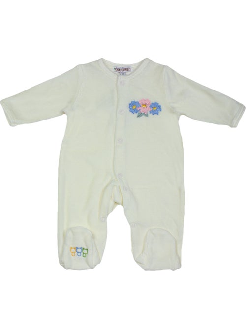 Pijama de bebé de terciopelo Fleurs de Les Chatounets - Kiabi