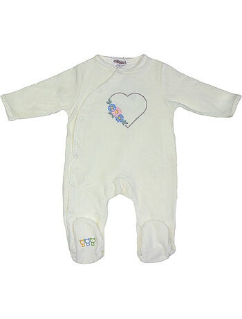 Pijama de bebé de terciopelo Fleurs de Les Chatounets
