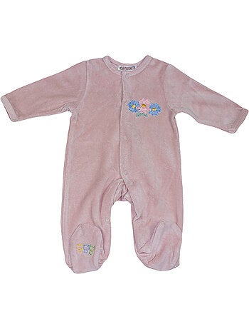 Pijama de bebé de terciopelo Fleurs de Les Chatounets