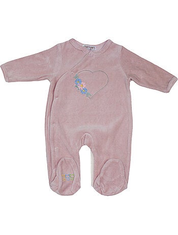Pijama de bebé de terciopelo Fleurs de Les Chatounets