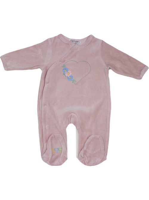 Pijama de bebé de terciopelo Fleurs de Les Chatounets - Kiabi Pijama de bebé de terciopelo Fleurs de Les Chatounets - Kiabi