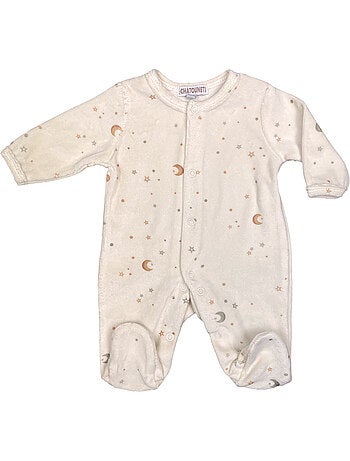 Pijama de bebé de terciopelo Lune y Etoiles de Les Chatounets