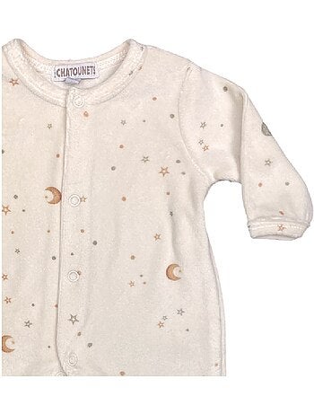 Pijama de bebé de terciopelo Lune y Etoiles de Les Chatounets