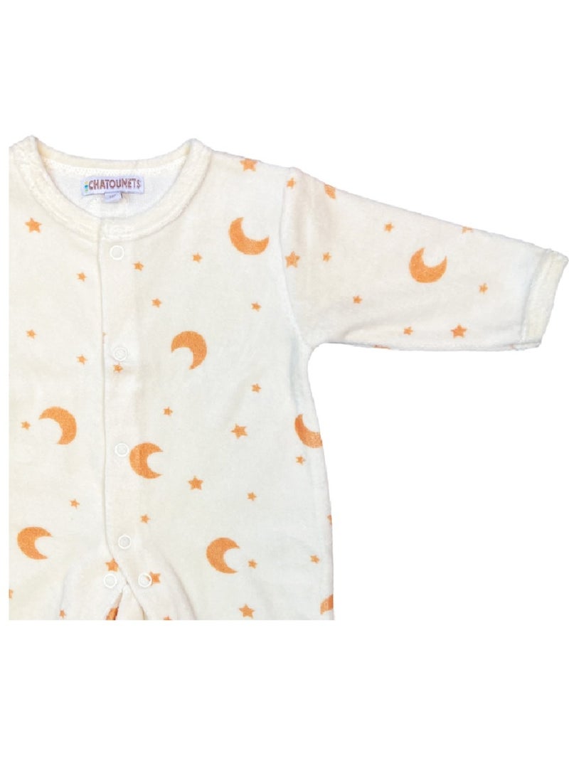 Pijama de bebé de terciopelo Moon de Les Chatounets Crudo - Kiabi