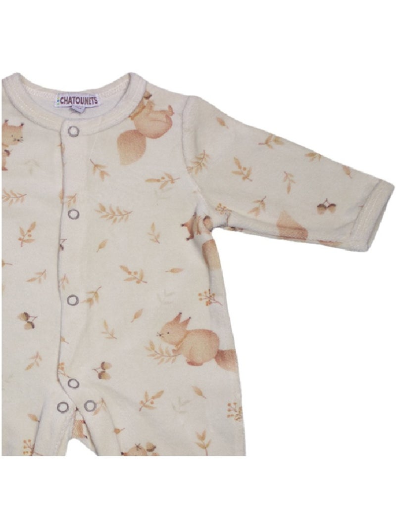 Pijama de bebé de terciopelo "Noix" de Les Chatounets Beige - Kiabi