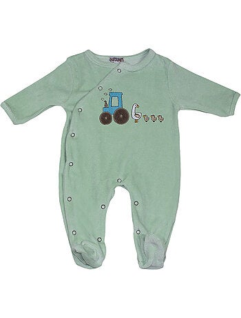 Pijama de bebé de terciopelo Tracteur et oies de Les Chatounets