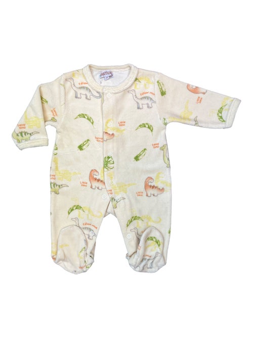 Pijama de bebé de velour de dinosaurios Les Chatounets - Kiabi
